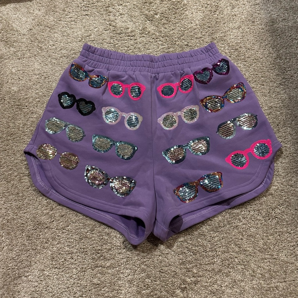 QUEEN OF SPARKLES Purple Sunglasses Shorts
